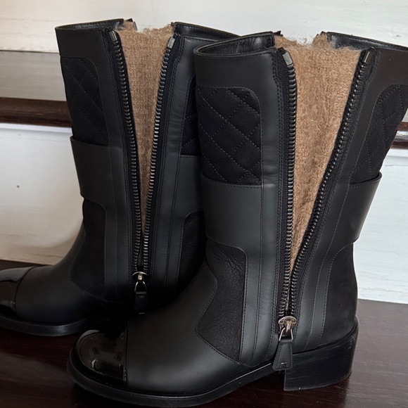 CHANEL Black Quilted Combat Boots - Picture 3 of 8